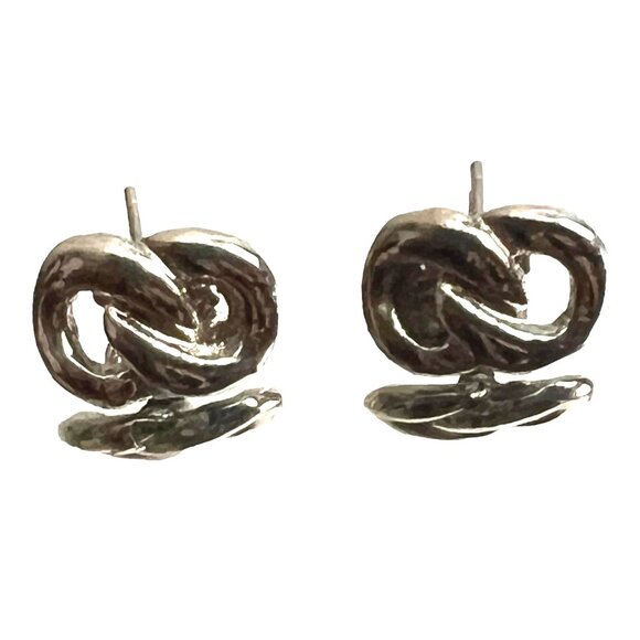 Silver Infinity Stud Earrings for Pierced Ears Classic Elegant - Picture 5 of 6